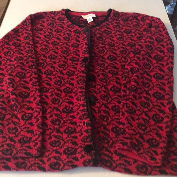 Talbots Sweaters - Talbots red and black cardigan